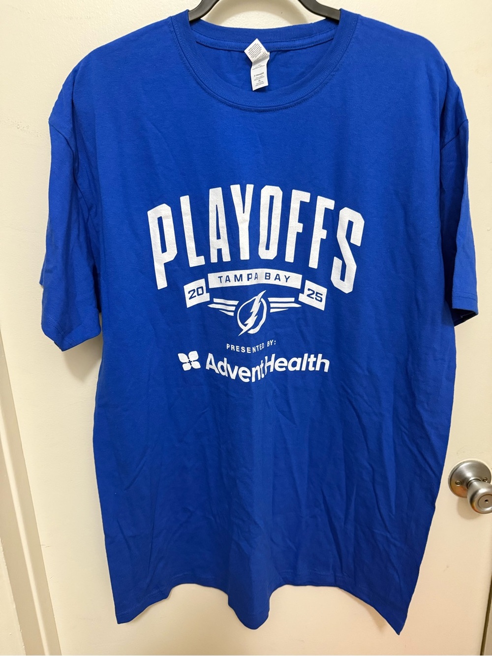 Tampa Bay Lightning Playoffs 2025 Blue Short Sleeve Tee - AdventHealth